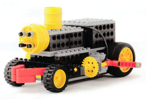 蒸気機関車の姿を再現したロボットです。